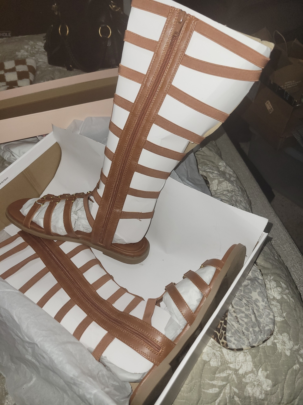 Wild Pair Brown Strappy Gladiator Knee-High Sandals